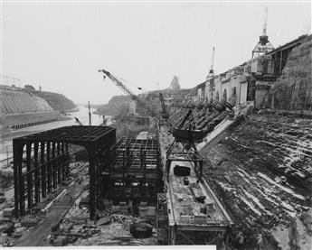 (NIAGARA FALLS--ENERGY) Pair of albums with approximately 178 photographs of the construction of the Robert Moses Niagara Power Plant.